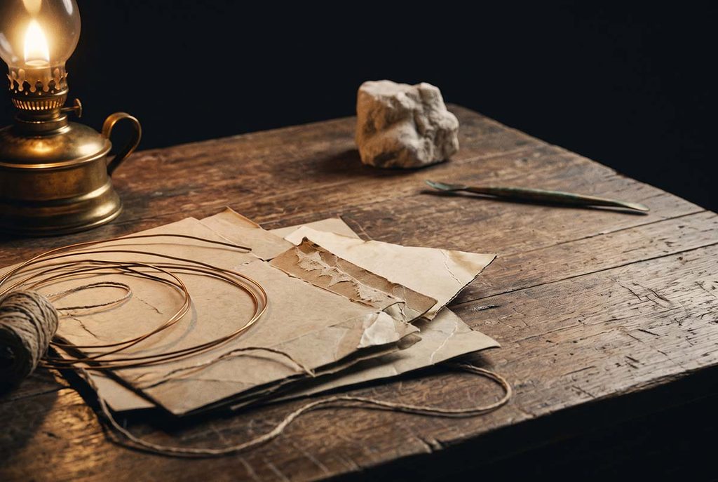 Discarded paperboard and wire beside traditional sculpting materials in Picasso’s Paris studio