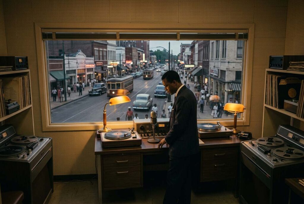 Late-1940s Memphis radio connects Southern Black music, urban broadcasting, and a newly measurable regional audience.