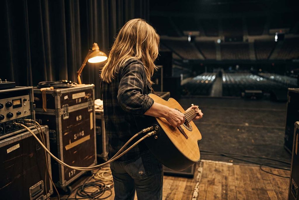 Nancy Wilson’s stereo-output twelve-string prepared for separate signal paths in a 1979 arena