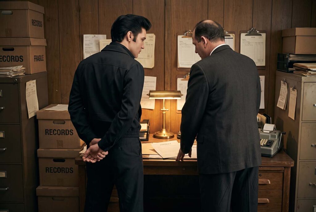 Elvis Presley and Colonel Tom Parker in 1955 as Sun Records confronts the capital limits of independent success
