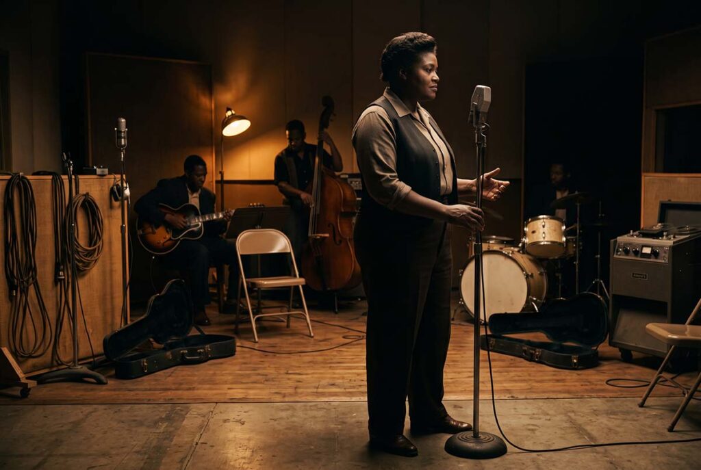 Big Mama Thornton during a 1952 R&B recording session before Hound Dog crossed into a much larger market