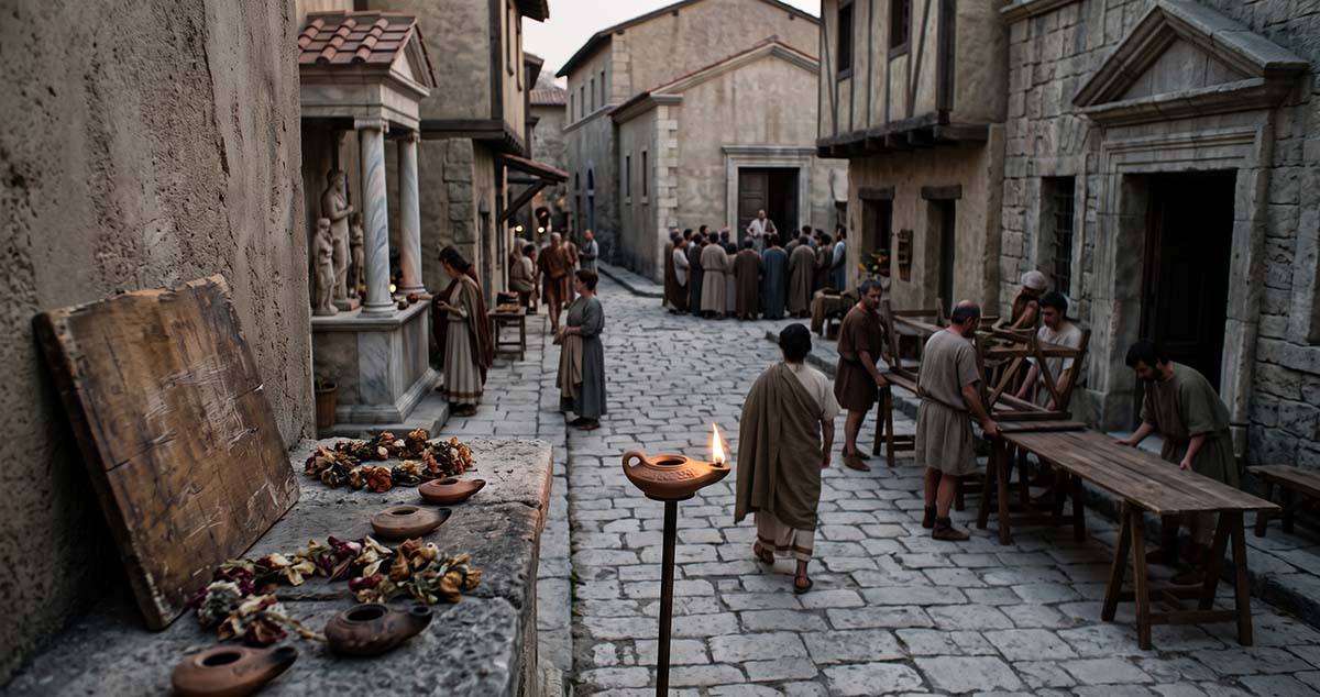 Late Roman civic ritual space changing as Christian authority competes for communal gatherings and sacred time