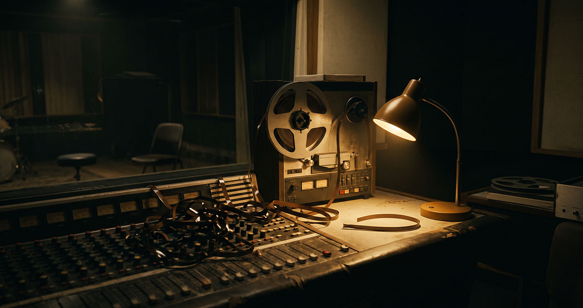 Multitrack tape and erased magnetic strips evoke Alan Douglas altering Jimi Hendrix’s Crash Landing sessions