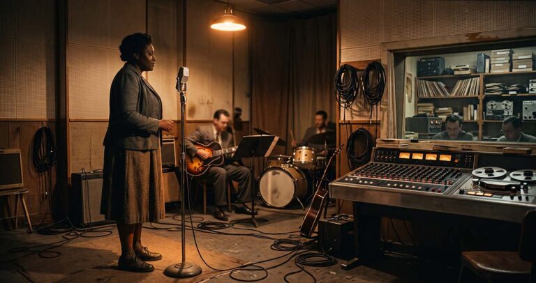 Big Mama Thornton in a 1952 recording studio before Hound Dog became part of mainstream rock history